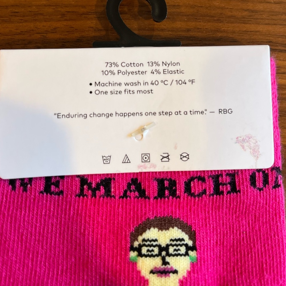 NWT RBG Pink Socks We March On I Dissent Ruth Bader Ginsburg Maggie Ster… - Picture 8 of 9